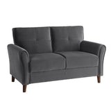 Dunleith Charcoal Gray Velvet Loveseat from Homelegance - Luna Furniture