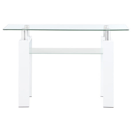 Dyer White Rectangular Glass Top Sofa Table with Shelf from Coaster - Luna Furniture