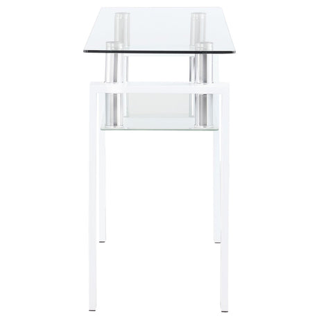 Dyer White Rectangular Glass Top Sofa Table with Shelf from Coaster - Luna Furniture