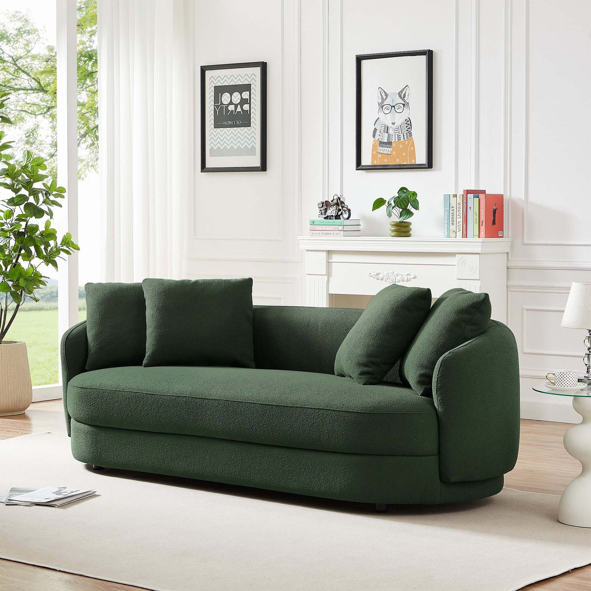 Dylan Olive Green Boucle Sofa from Midinmod - Luna Furniture