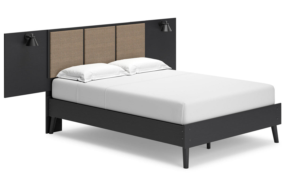 Charlang Two-tone Full Panel Platform Bed with 2 Extensions