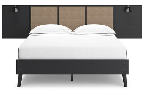 Charlang Two-tone Queen Panel Platform Bed with 2 Extensions
