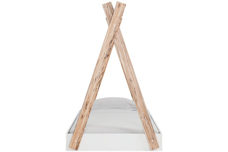 Piperton Two-tone Brown/White Twin Tent Bed from Ashley - Luna Furniture