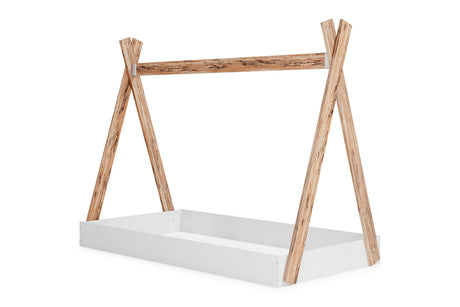 Piperton Two-tone Brown/White Twin Tent Bed from Ashley - Luna Furniture