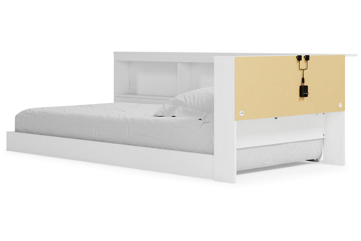 Piperton White Twin Bookcase Corner Storage Bed from Ashley - Luna Furniture