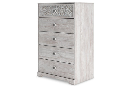 Paxberry Whitewash Chest of Drawers from Ashley - Luna Furniture