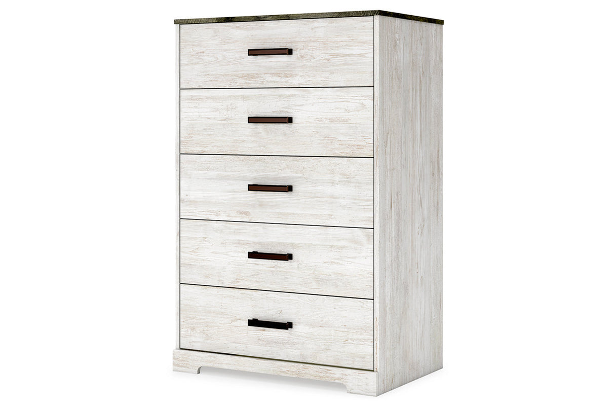 Shawburn Whitewash/Charcoal Gray Chest of Drawers from Ashley - Luna Furniture