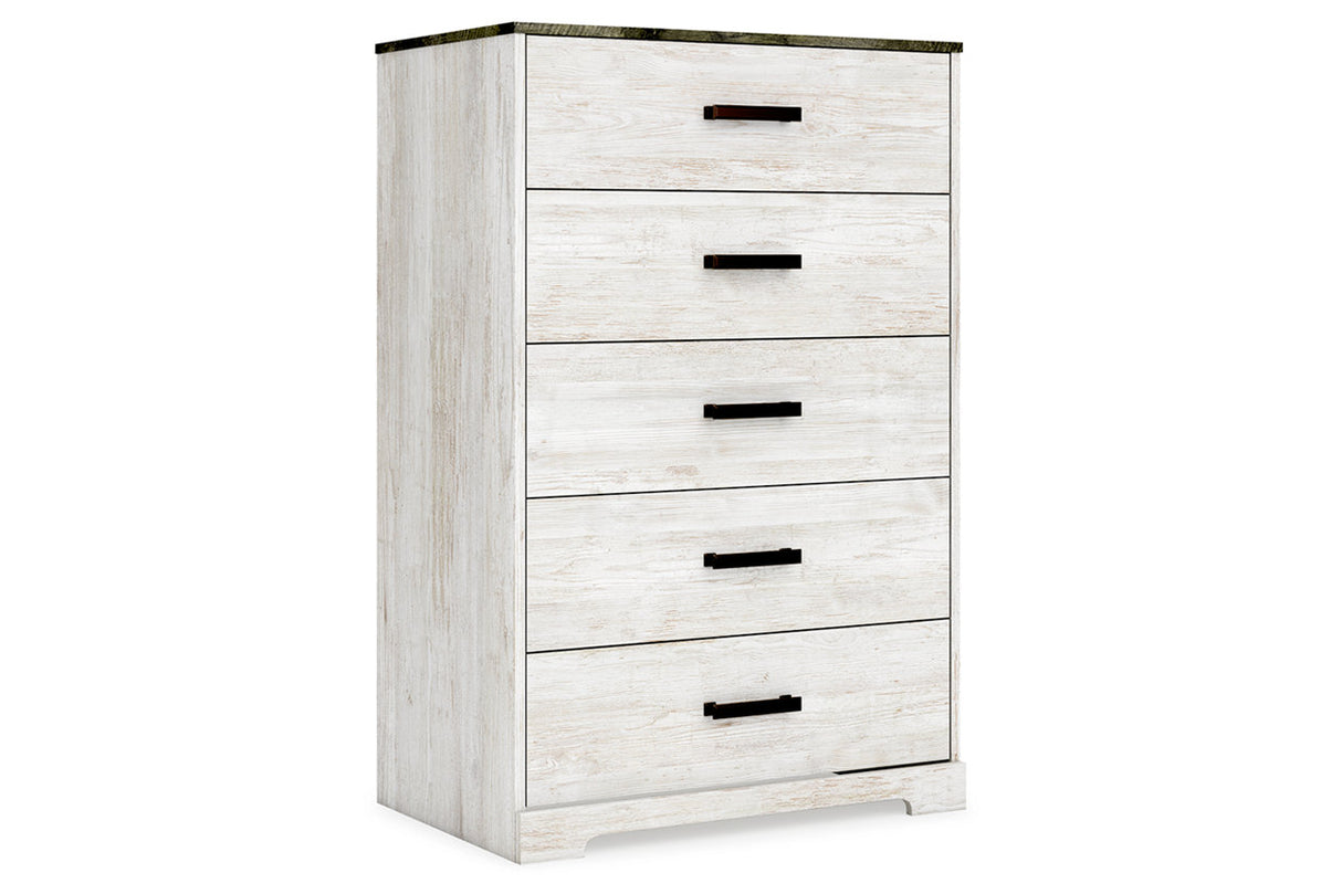 Shawburn Whitewash/Charcoal Gray Chest of Drawers from Ashley - Luna Furniture