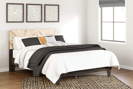 Piperton Two-tone Brown/Charcoal Queen Panel Platform Bed