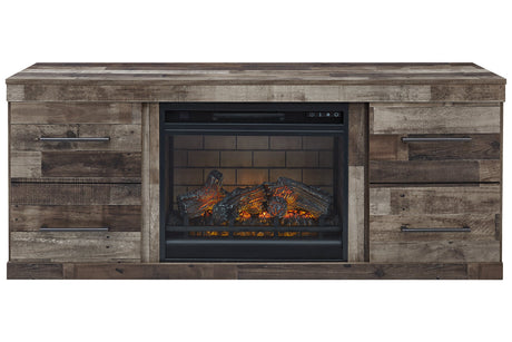 Derekson Multi Gray TV Stand with Electric Fireplace from Ashley - Luna Furniture
