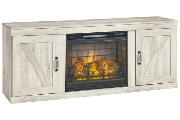 Bellaby Whitewash TV Stand with Electric Fireplace