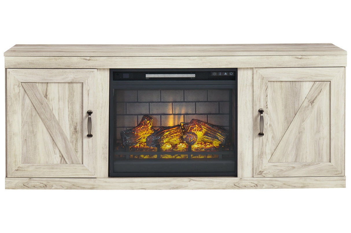 Bellaby Whitewash TV Stand with Electric Fireplace from Ashley - Luna Furniture