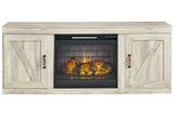 Bellaby Whitewash TV Stand with Electric Fireplace from Ashley - Luna Furniture