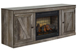 Wynnlow Gray TV Stand with Electric Fireplace from Ashley - Luna Furniture