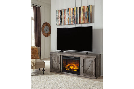 Wynnlow Gray TV Stand with Electric Fireplace from Ashley - Luna Furniture