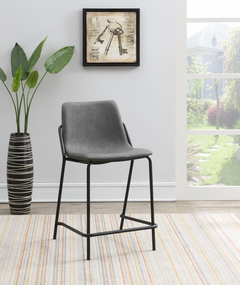 Earnest Gray and Black Solid Back Upholstered Counter Height Stools, Set of 2 from Coaster - Luna Furniture