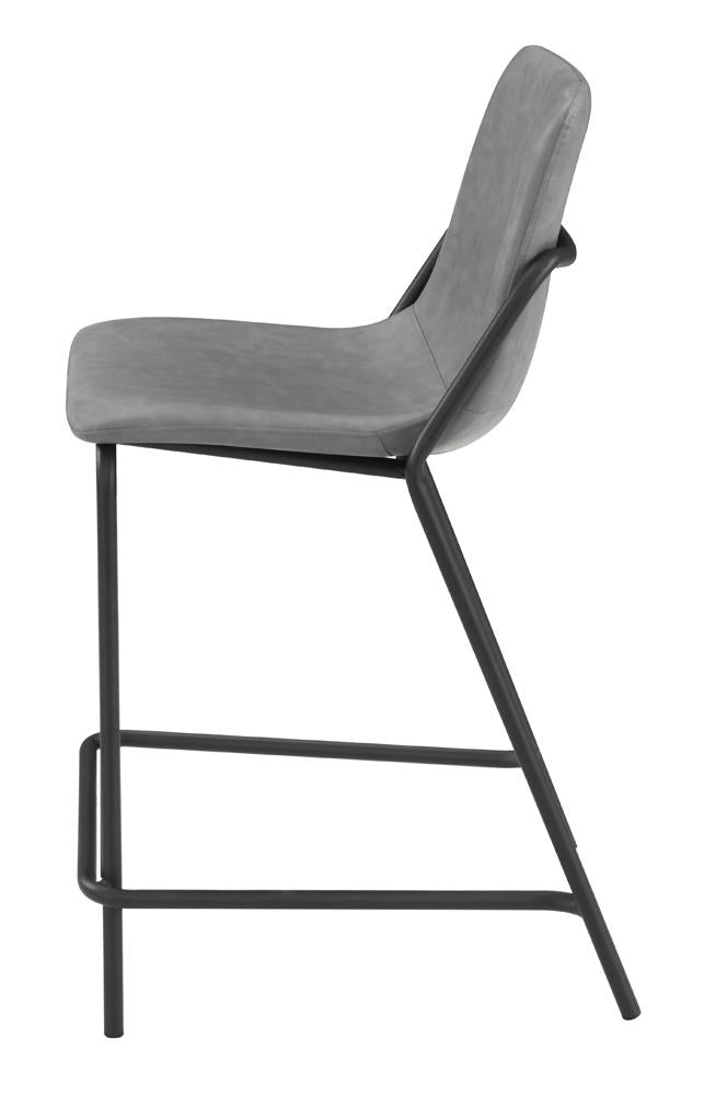 Earnest Gray and Black Solid Back Upholstered Counter Height Stools, Set of 2 from Coaster - Luna Furniture
