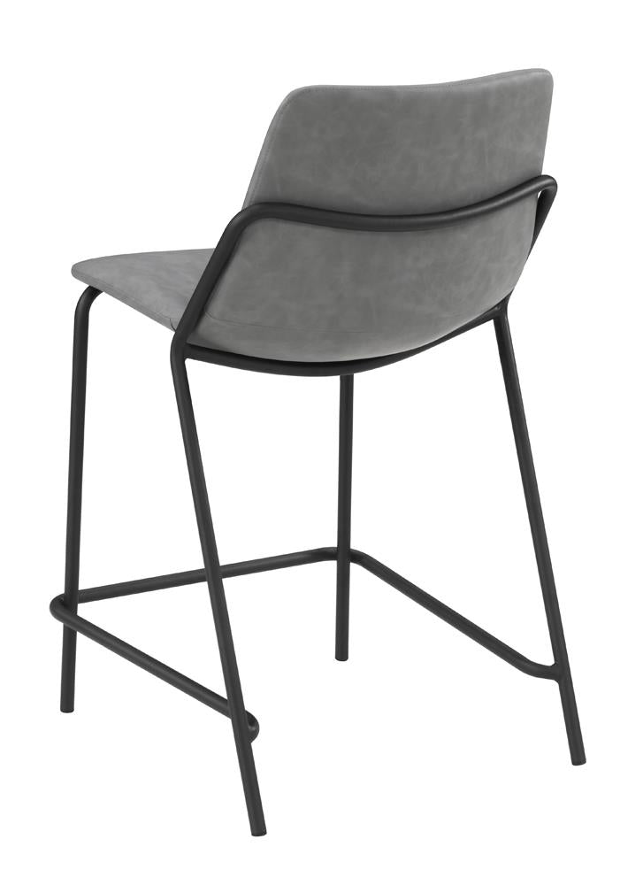 Earnest Gray and Black Solid Back Upholstered Counter Height Stools, Set of 2 from Coaster - Luna Furniture