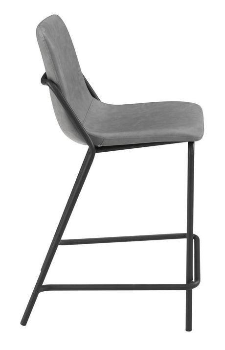 Earnest Gray and Black Solid Back Upholstered Counter Height Stools, Set of 2 from Coaster - Luna Furniture