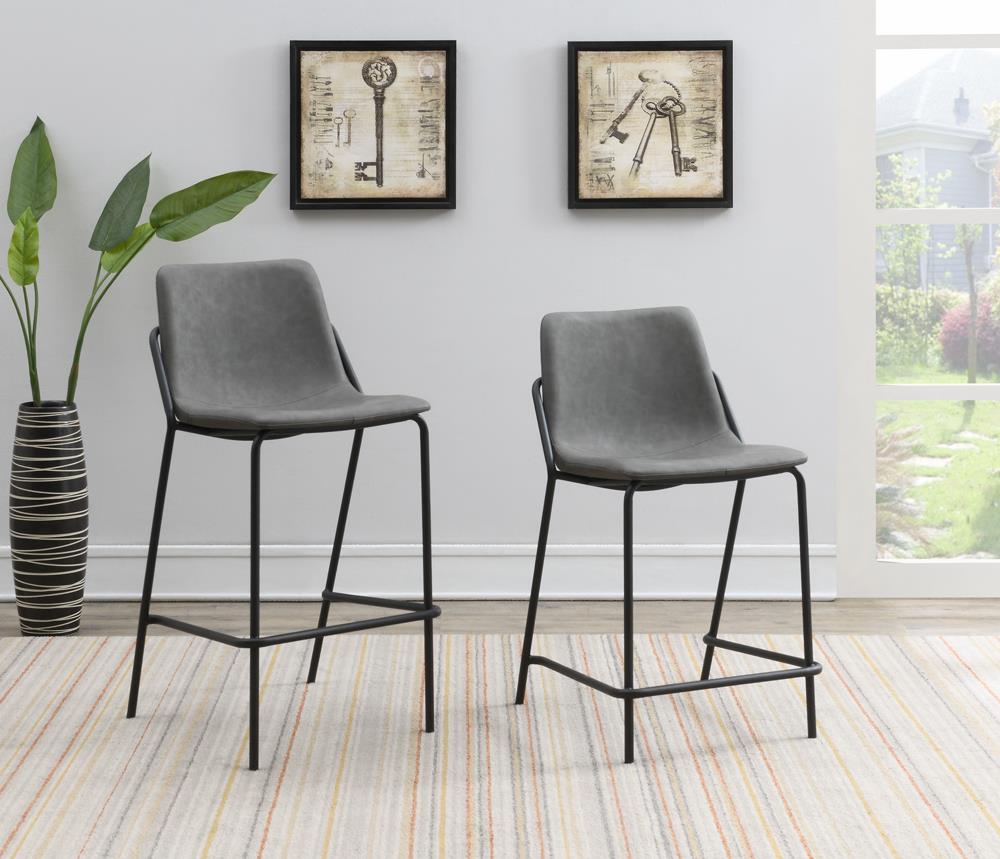 Earnest Gray and Black Solid Back Upholstered Counter Height Stools, Set of 2 from Coaster - Luna Furniture