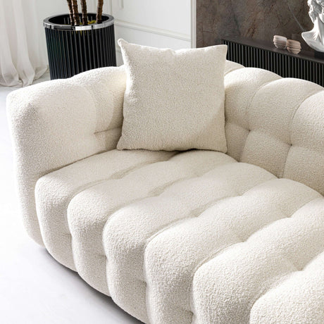 Eden Modern Tufted Chesterfield Boucle Fabric Sofa Cream from Midinmod - Luna Furniture