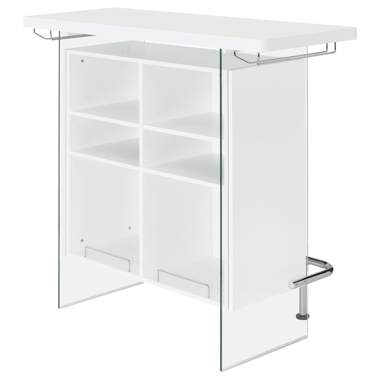 Edgerton Dark Oak and Chrome Round Wood Top Bar Table from Coaster - Luna Furniture