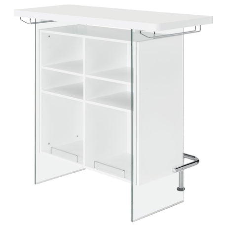 Edgerton Dark Oak and Chrome Round Wood Top Bar Table from Coaster - Luna Furniture