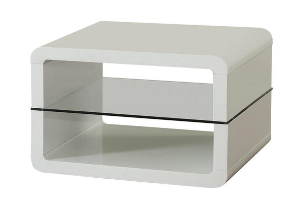 Elana Glossy White Square 2-Shelf End Table