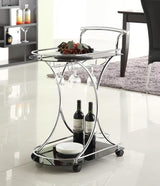 Elfman Chrome and Black 2-shelve Serving Cart from Coaster - Luna Furniture