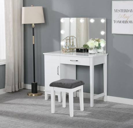Elijah Whiteand Dark Gray Vanity Set with LED Lights from Coaster - Luna Furniture