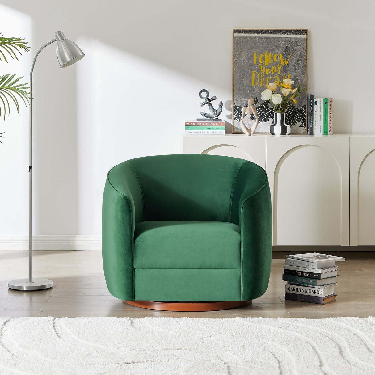 Elise Dark Green Velvet Swivel Chair from Ashcroft Furniture - Luna Furniture
