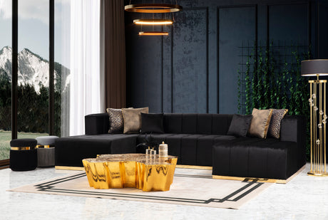 Elisha Black Velvet Double Chaise Sectional from Nova Furniture - Luna Furniture
