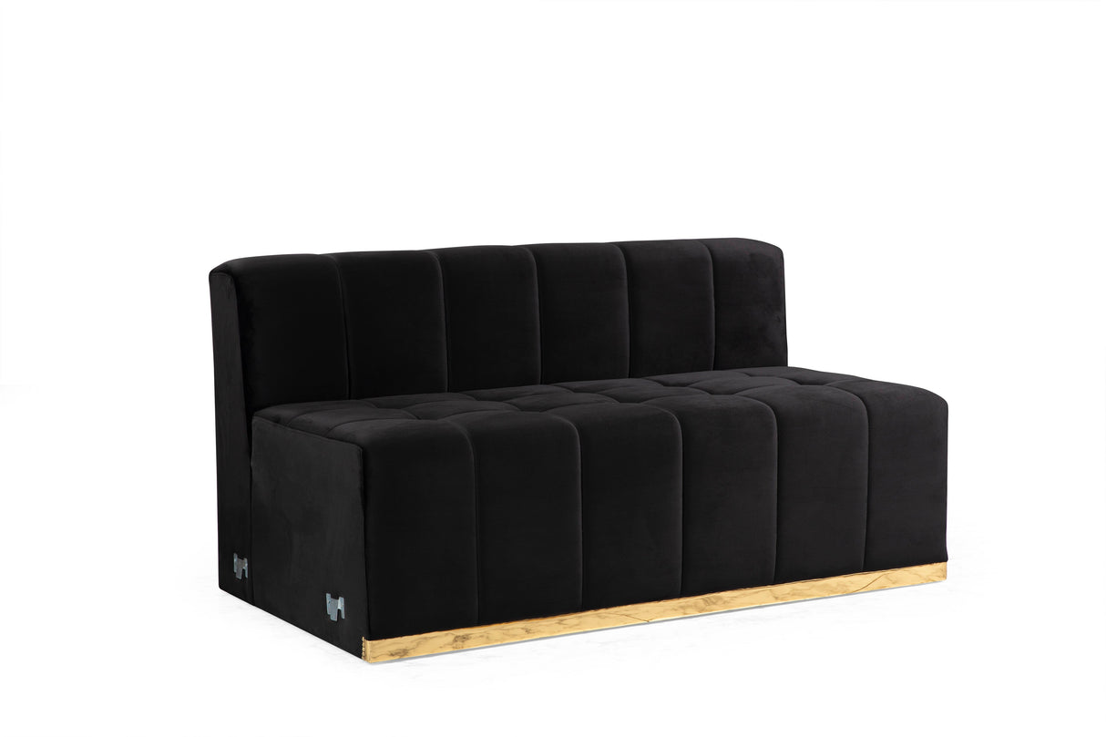 Elisha Black Velvet Double Chaise Sectional from Nova Furniture - Luna Furniture