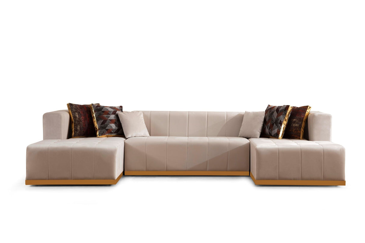 Elisha Ivory Velvet Double Chaise Sectional from Nova Furniture - Luna Furniture