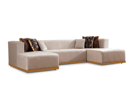 Elisha Ivory Velvet Double Chaise Sectional from Nova Furniture - Luna Furniture