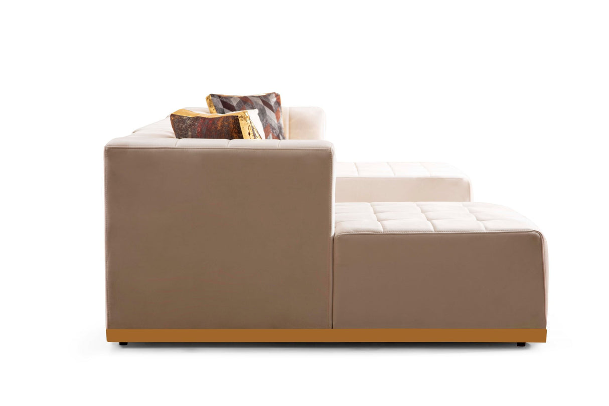 Elisha Ivory Velvet Double Chaise Sectional from Nova Furniture - Luna Furniture