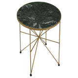 Eliska Green and Antique Gold Round Accent Table with Marble Top from Coaster - Luna Furniture