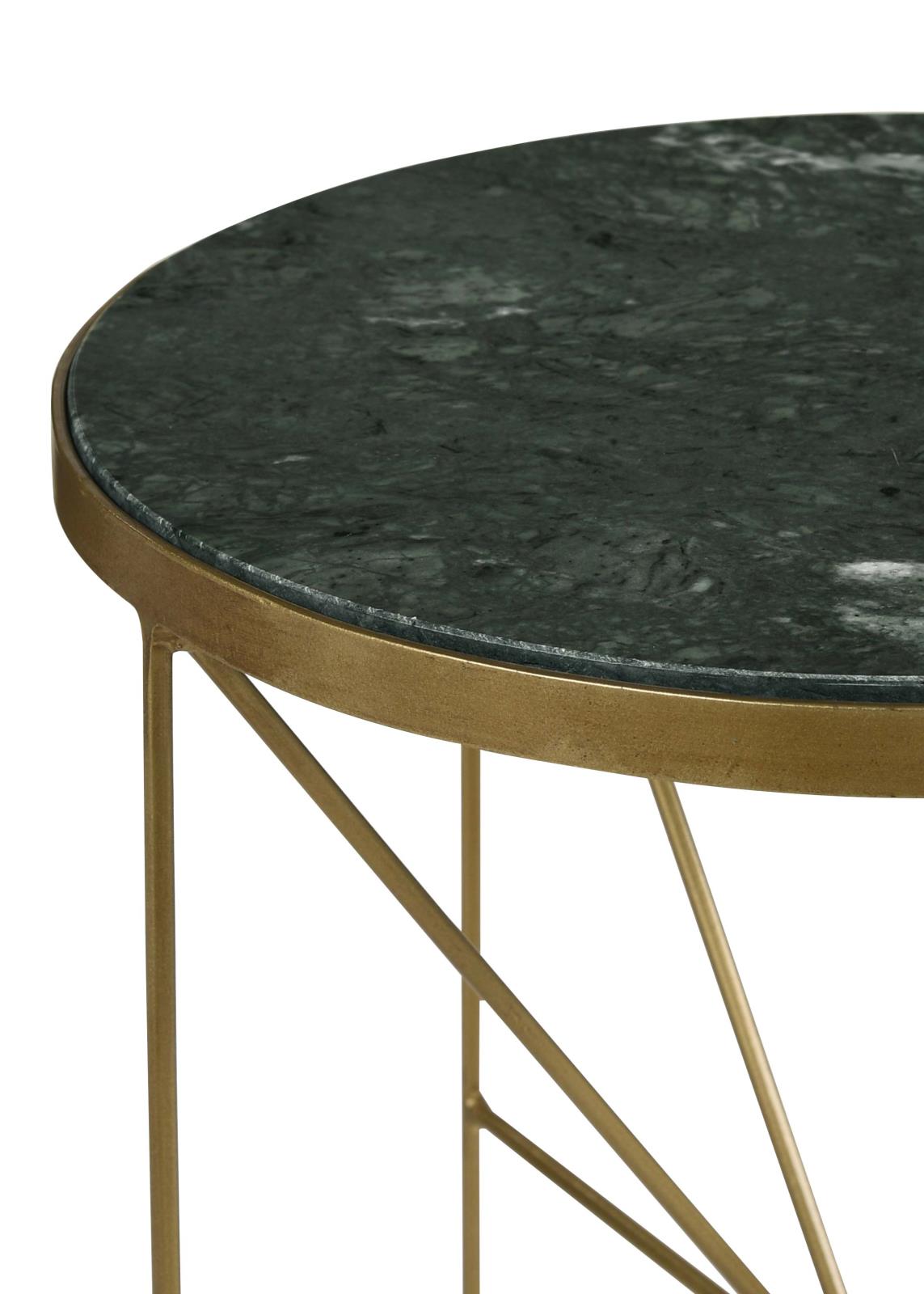 Eliska Green and Antique Gold Round Accent Table with Marble Top from Coaster - Luna Furniture