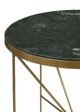 Eliska Green and Antique Gold Round Accent Table with Marble Top from Coaster - Luna Furniture
