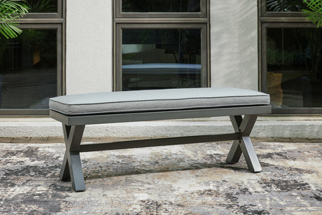 Elite Park Gray Outdoor Bench with Cushion from Ashley - Luna Furniture