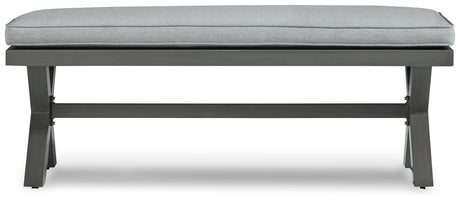 Elite Park Gray Outdoor Bench with Cushion from Ashley - Luna Furniture