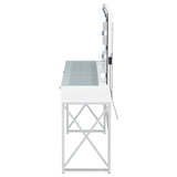 Eliza White and Chrome 2-Piece Vanity Set with Hollywood Lighting from Coaster - Luna Furniture