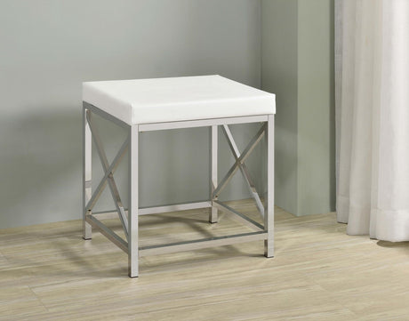 Eliza White and Chrome 2-Piece Vanity Set with Hollywood Lighting from Coaster - Luna Furniture