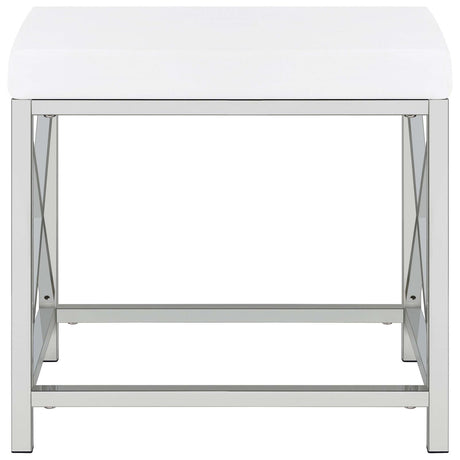 Eliza White and Chrome 2-Piece Vanity Set with Hollywood Lighting from Coaster - Luna Furniture