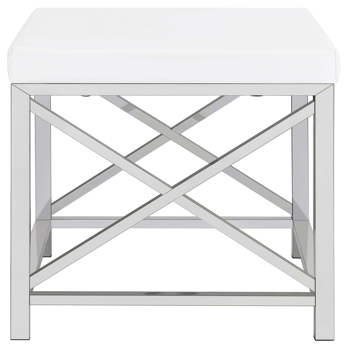 Eliza White and Chrome 2-Piece Vanity Set with Hollywood Lighting from Coaster - Luna Furniture