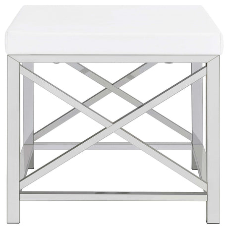 Eliza White and Chrome 2-Piece Vanity Set with Hollywood Lighting from Coaster - Luna Furniture