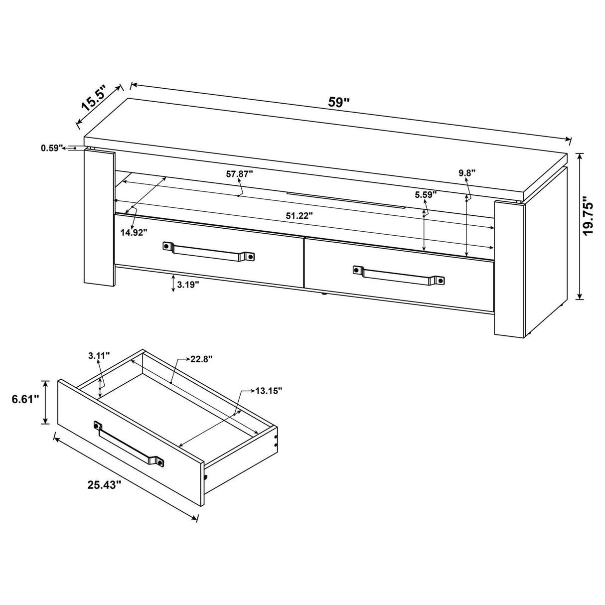 Elkton Mango 2-Drawer Engineered Wood 59" TV Stand from Coaster - Luna Furniture