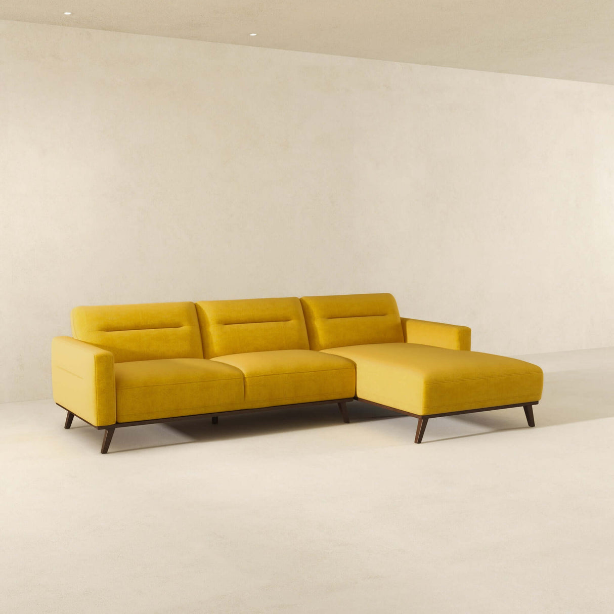 Ella Dark Yellow Linen LAF Chaise Sectional from Midinmod - Luna Furniture