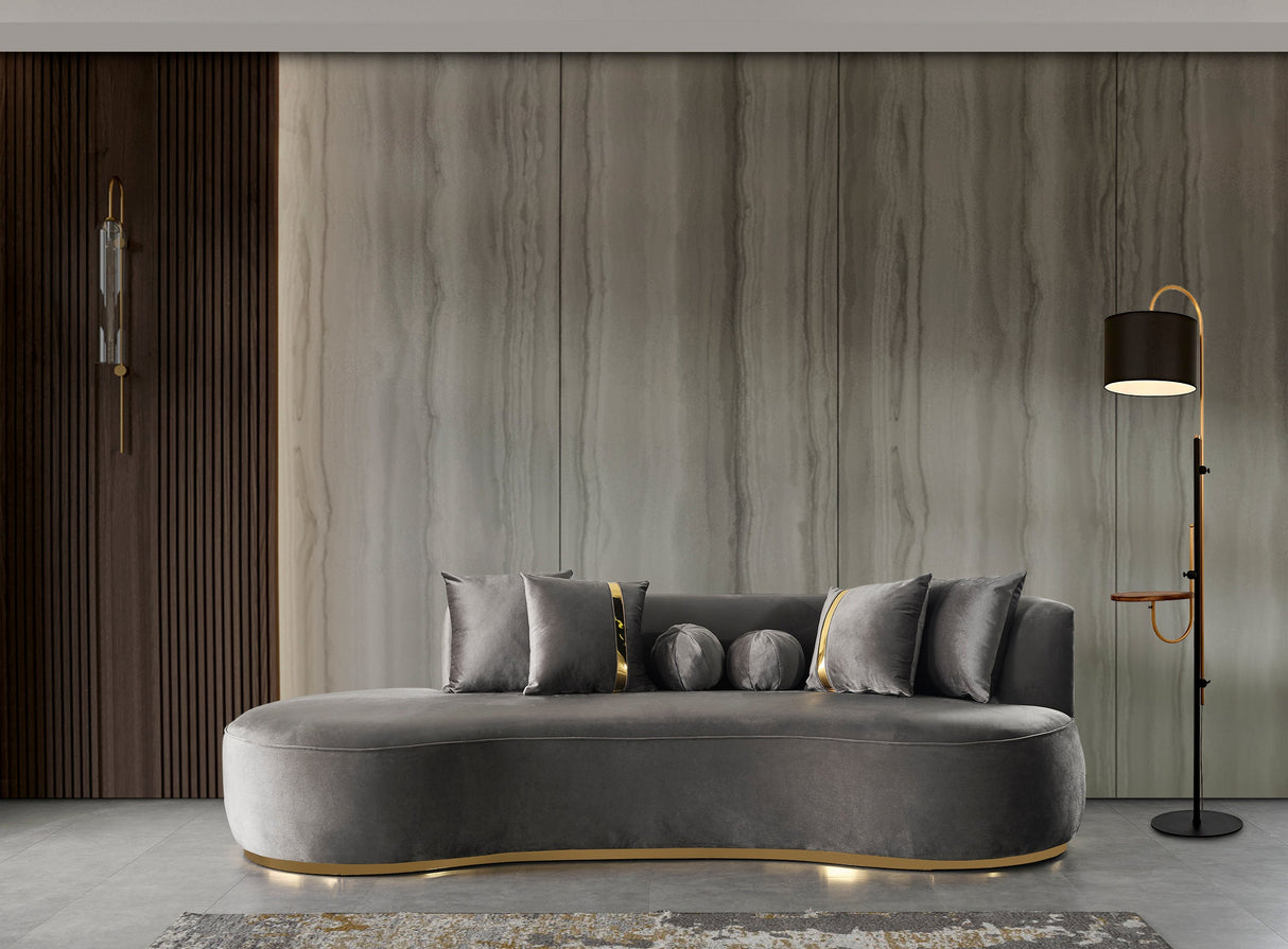 Ella Gray Velvet Chaise Lounge from Nova Furniture - Luna Furniture