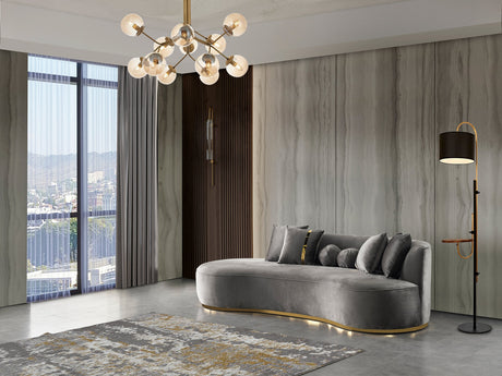 Ella Gray Velvet Chaise Lounge from Nova Furniture - Luna Furniture